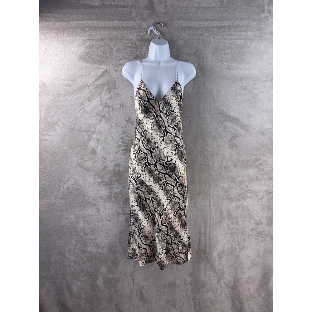 CAMI NYC The Raven Silk Slip Dress Womens Size XXS White Snakeskin Print